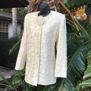 Vintage Nolan miller sequin brocade jacket with rosette